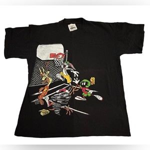 VTG 90s Looney Tunes Basketball XL Black Shirt Taz Bugs Marvin Street Clothes